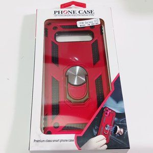 Phone case Galaxy S10 red hard case wit built in finger ring